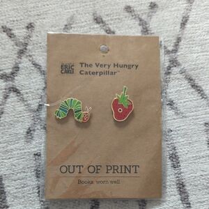 Out of Print Caterpillar and Strawberry Pin Set - Green and Red